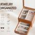Clasin Home Jewelry Box with Glass Lid, 2 Layer Jewelry Organizer for Women, Solid Wooden Jewelry Box Display for Ring Earrings Necklace Bracelet, Pine Wood Jewelry Boxes Vintage Style for Gifts
