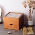 Clasin Home Jewelry Box with Glass Lid, 2 Layer Jewelry Organizer for Women, Solid Wooden Jewelry Box Display for Ring Earrings Necklace Bracelet, Pine Wood Jewelry Boxes Vintage Style for Gifts