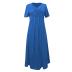 Womens Beach Dresses for Wedding Guest Crisscross Twist Front V Neck Casual Short Sleeve Long Maxi Dress with Pockets
