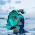 QingSong Full Face Snorkel Mask for Adults & Kids, Snorkeling Gear with Camera Mount, Foldable 180 Degree Panoramic View Snorkeling Set Anti-Fog Anti-Leak