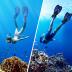 Snorkeling Gear for Adults Kids - Mask Fins Snorkel Set with Panoramic View Snorkel Mask Anti-Fog Anti-Leak, Dry Top Snorkel, Dive Flippers and Gear Bag, Snorkeling Diving Safety Gear