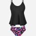 CUPSHE Women's Tankini Sets Two Piece Swimsuit Scoop Neck Mid Rise Adjustable Straps Ruffled Hem