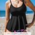 CUPSHE Women's Tankini Sets Two Piece Swimsuit Scoop Neck Mid Rise Adjustable Straps Ruffled Hem