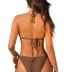 ZAFUL Women's Sexy Halter Bikini Sets Beads Tie Side Solid Triangle Thong Swimsuit Two Piece Cheeky Bathing Suits