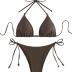 ZAFUL Women's Sexy Halter Bikini Sets Beads Tie Side Solid Triangle Thong Swimsuit Two Piece Cheeky Bathing Suits