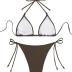 ZAFUL Women's Sexy Halter Bikini Sets Beads Tie Side Solid Triangle Thong Swimsuit Two Piece Cheeky Bathing Suits