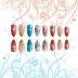 24Pcs Summer Sun Press on Nails French Tips Manicure Art Medium Almond Acrylic False Nails Stick on Nails with Waves Design, Glossy Colorful Curve Line Fake Nails Gel Glue on Nails for Women Girls
