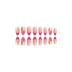Summer Press on Nails Almond Fake Nails Colorful Glue on Nails with Design Glossy Acrylic Nails Full Cover Glossy Stick on Nails Artificial Nails for Women Girls (Pink French tip)