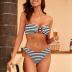 ZAFUL Women's 2 Piece Bandeau Swimsuit Striped Strapless Bandeau High Cut Bikini Set Bathing Suit