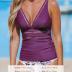 CUPSHE Women's Tankini Sets Two Piece Swimsuits Mid Rise V Neck Adjustable Straps Back Hook Cutout Cheeky