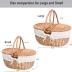 Cute 13" Wicker Picnic Basket with Removable Liner Empty Picnic Baskets with Lid, Picnic Hamper with Foldable Handles Picnic for 2, Natural Color,Small