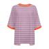 Oversized Tshirts for Women Summer 3/4 Length Sleeve Tops Casual Striped Crew Neck Tee Fashion Loose Clothes 2024