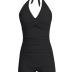 Tempt Me Women One Piece Swimsuits with Shorts Tummy Control Retro Bathing Suit Halter Boyleg Swimwear