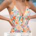 CUPSHE Women's One Piece Swimsuit Plunging V Neck Bathing Suit Front Keyhole Cutout O Ring Crisscross Strappy Back