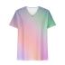 Women's Short Sleeve T Shirts Hollow Out Eyelet Gradient Basic V Neck Loose Fit Summer Blouse 2024 Dressy Casual Tunic Tops