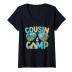 Womens Cousin Camp 2024 Sunglasses Summer Camping Vacation Camper V-Neck T-Shirt