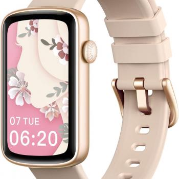 Smart Watches for Women Compatible with iPhone Android Phones, LYNN2 Slim Women's Watch Fitness Tracker Digital Watch with Heart Rate Monitor Pedometer Step/Sleep Tracker Waterproof Pink