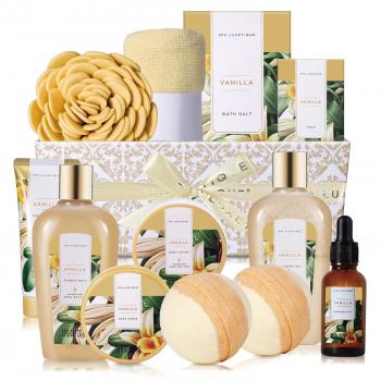 Spa Gift Baskets for Women, Spa Luxetique Spa Gifts for Women, Birthday Gifts for Women, 12pc Vanilla Bath Gift Set, Self Care Gifts for Women, Spa Kit for Women, Mothers Day Gifts