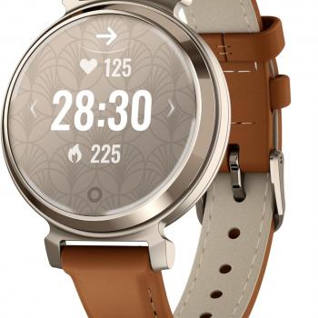 Garmin Lily 2, Small and Stylish Smartwatch, Hidden Display, Patterned Lens, Up to 5 Days Battery Life, Tan