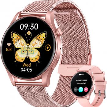 Smartwatch for Women Fitness Watch: 1.43" Amoled Touchscreen Smart Watch Answer/Make Call with Heart Rate Blood Pressure Sleep Monitor 100+ Sports Modes Fitness Tracker IP67 Waterproof for Android iOS