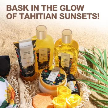 Spa Gifts Basket for Women, Spa Luxetique Tahiti Island Bath Gift Set, 15pcs Luxury Self Care Kit with Bath Bombs, Essential Oil, Hand Cream, Bath Salt, Tote Bag, Birthday Day Gifts