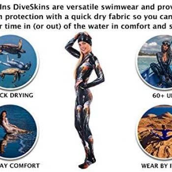 Slip Ins DiveSkins Zippered Full Body Diving Skin with Rash Guard, UV Protection for Surfing, Swimming, Diving, Snorkeling, Water Sports