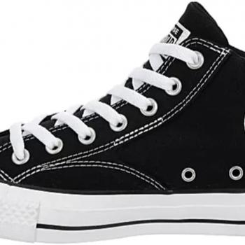 Converse Unisex Chuck Taylor All Star Malden Street Mid High Canvas Sneaker - Lace up Closure Style - Black White, 12 Women/10 Men