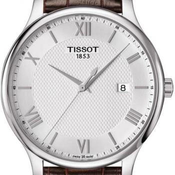 Tissot mens Tradition stainless-steel Dress Watch Brown T0636101603800