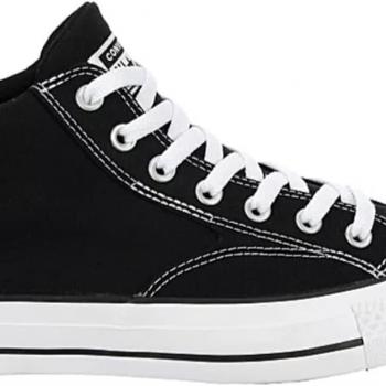 Converse Unisex Chuck Taylor All Star Malden Street Mid High Canvas Sneaker - Lace up Closure Style - Black White, 12 Women/10 Men