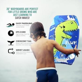 Back Bay Play 18" Body Boards - Lightweight EPS Core Boogie Boards for Beach - Bodyboard, Boogie Board for Beach Kids Surfing for Kids & Adults