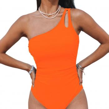 CUPSHE Women's One Piece Swimsuit Tummy Control Bathing Suit One Shoulder Cutout Slimming Swimwear