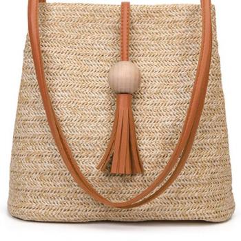 GL-Turelifes Round Summer Straw Bag Big Weave Handbags Beach Shoulder Bags Vocation Tote HandbagsTravel Bag for Women