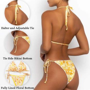 Bikinis Swimsuit Set for Women Swimwear Triangle Bathing Suit Tie String Thong