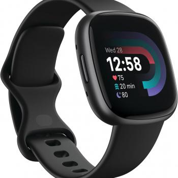 Fitbit Versa 4 Fitness Smartwatch with Daily Readiness, GPS, 24/7 Heart Rate, 40+ Exercise Modes, Sleep Tracking and more, Black/Graphite, One Size (S & L Bands Included)