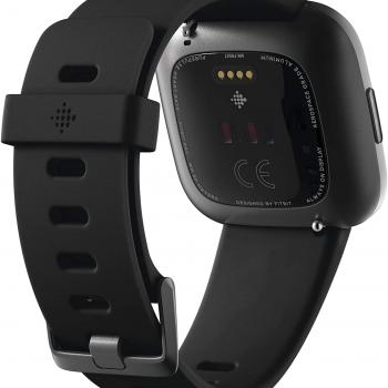 Fitbit Versa 2 Health & Fitness Smartwatch with Heart Rate, Music, Alexa Built-in, Sleep & Swim Tracking, Black/Carbon, One Size (S & L Bands Included) (Renewed)