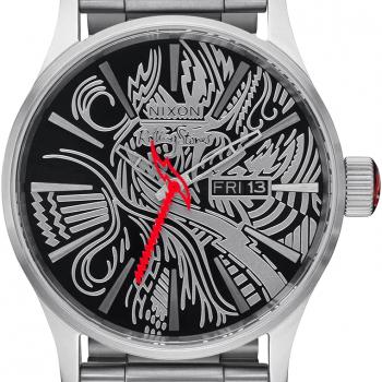 NIXON x Rolling Stones Sentry Stainless Steel A1353 - Red - 100m Water Resistant Men's Analog Classic Watch (42mm Watch Face, 23mm-20mm Stainless Steel Band)