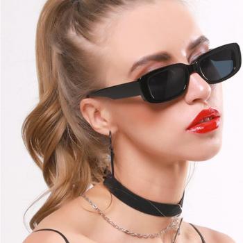 ADE WU Rectangle Sunglasses for Women Men Retro 90s Sunglasses Trendy Black Tortoise Shell Glasses Y2K