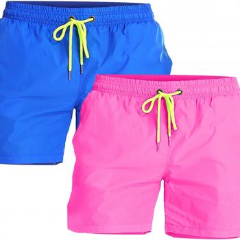 YnimioAOX 2 Pack Men's Swim Trunks Quick Dry Beach Shorts with Mesh Lining