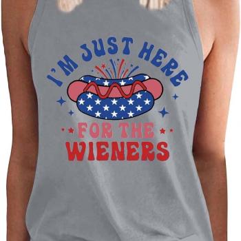 Womens Tank Tops 4th of July Tshirts for Women I'm Just Here Wieners Sleeveless Tank Tee Shirts Summer Crewneck Tunic