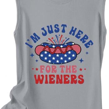 Womens Tank Tops 4th of July Tshirts for Women I'm Just Here Wieners Sleeveless Tank Tee Shirts Summer Crewneck Tunic