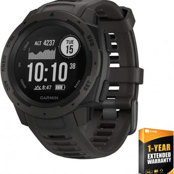 Garmin Instinct, Rugged Outdoor Watch with GPS, Features Glonass and Galileo, Heart Rate Monitoring and 3-Axis Compass, Graphite