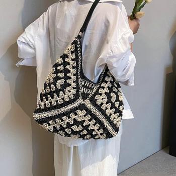 Straw Hobo Bags for Women Straw Tote Bag Stylish Summer Beach Shoulder Bag Designer Hand-woven Bag for Travel 2024