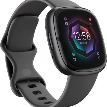 Fitbit Sense 2 Advanced Health and Fitness Smartwatch with Tools to Manage Stress and Sleep, ECG App, SpO2, 24/7 Heart Rate and GPS, Shadow Grey/Graphite, One Size (S & L Bands Included)