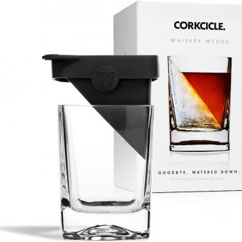 Corkcicle Premium 9 oz Double Old Fashioned Whiskey Glass with Silicone Ice Mold, Perfect for Chilling Whiskey, Bourbon, Tequila, Scotch, Mocktails, Original Whiskey Wedge, Holiday Gifts