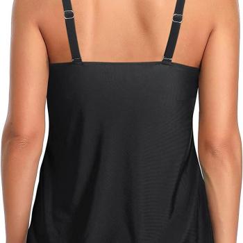 Yonique Womens Blouson Tankini Top No Bottom Loose Fit Swim Top Modest Tank Top