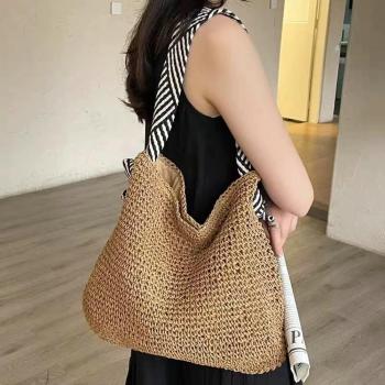 Straw Beach Bag Vintage Hobo Bags Crossbody Purse Shoulder Bag Tote Bag Women Travel Work Knot Summer Beach Bag 2024