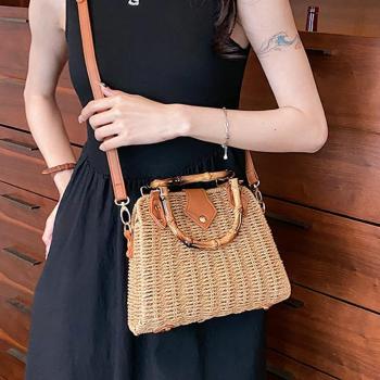 Summer Straw Bag for Women Beach Rattan Top-Handle Purse Straw Crossbody Clutch Bags Handwoven Tote Handbag 2024