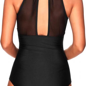 Tempt Me Women One Piece Swimsuit High Neck Plunge Ruched Tummy Control Bathing Suit