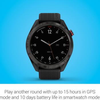 Garmin Approach S42, GPS Golf Smartwatch, Lightweight with 1.2" Touchscreen, 42k+ Preloaded Courses, Gunmetal Ceramic Bezel and Black Silicone Band, 010-02572-10