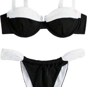 SOLY HUX Women's Color Block Underwire Bikini Sets Bathing Suits Two Piece Swimsuits